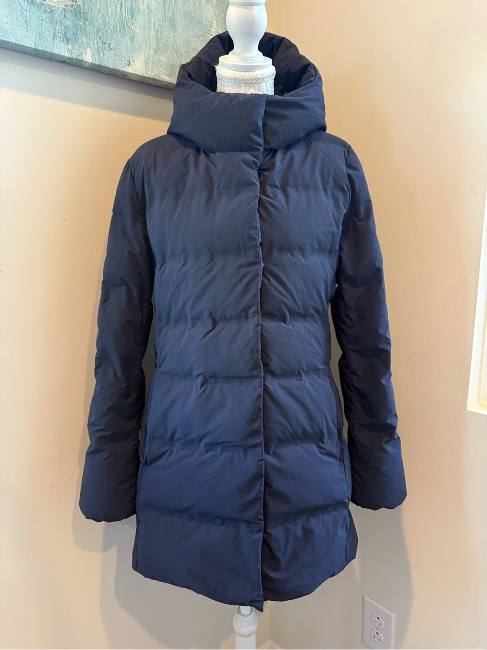 Uniqlo Navy High-Collar Down Puffer Coat